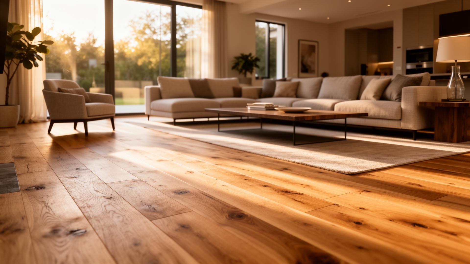 Beautiful hardwood floors in a modern living room